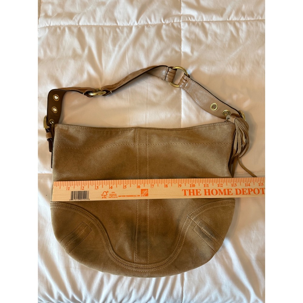 Coach Ergo Hobo Bag Tan Suede Leather Trim Brass Hardware 8A16 Vintage Boho - Picture 3 of 12